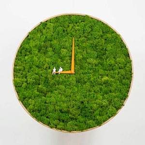 天然绿色苔藓时钟Moss clock